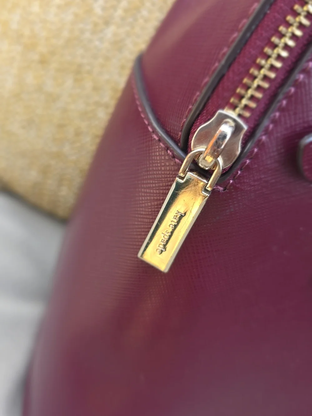 kate spade Burgandy Wine Genuine Leather Backpack with Gold Hardware